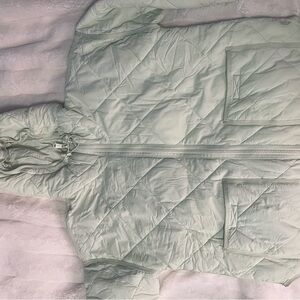 FP Movement by Free People Green Puffer Jacket with Hood and Quilted Design